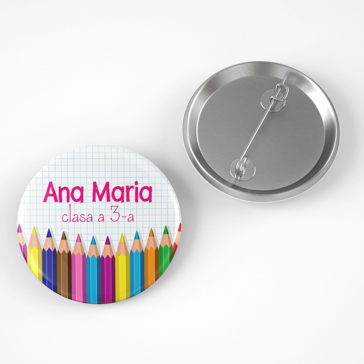 Insignă personalizată cu text - Creioane colorate