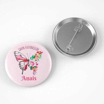 Insignă personalizată cu text - Grupa fluturașilor