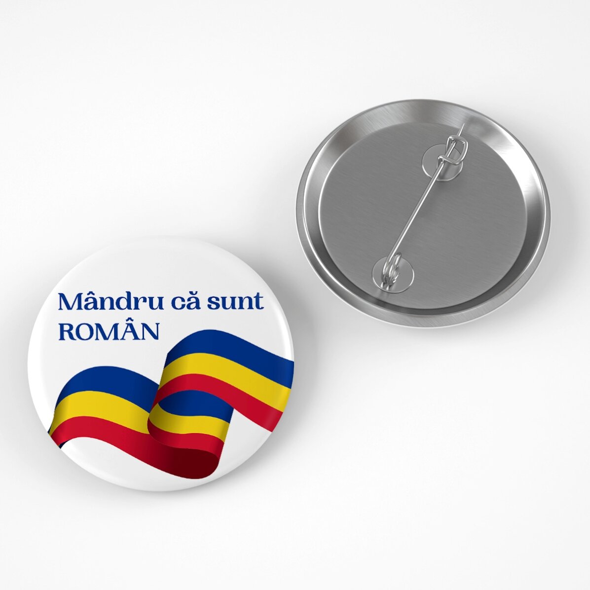 Insignă personalizată cu text - Mândru că sunt român