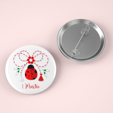 Insignă personalizată cu text - Mărțișor buburuză