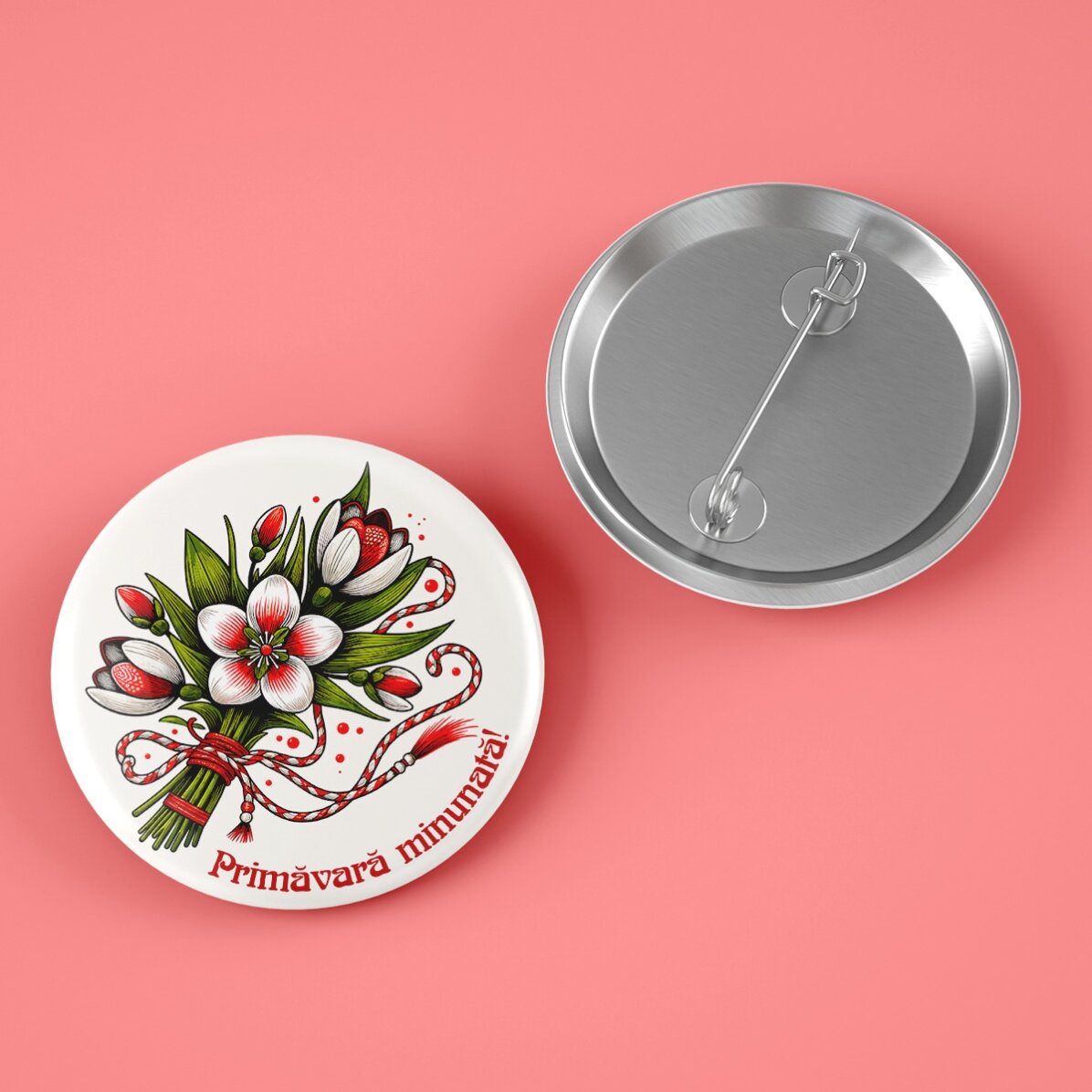 Insignă personalizată cu text - Mărțișor neaoș