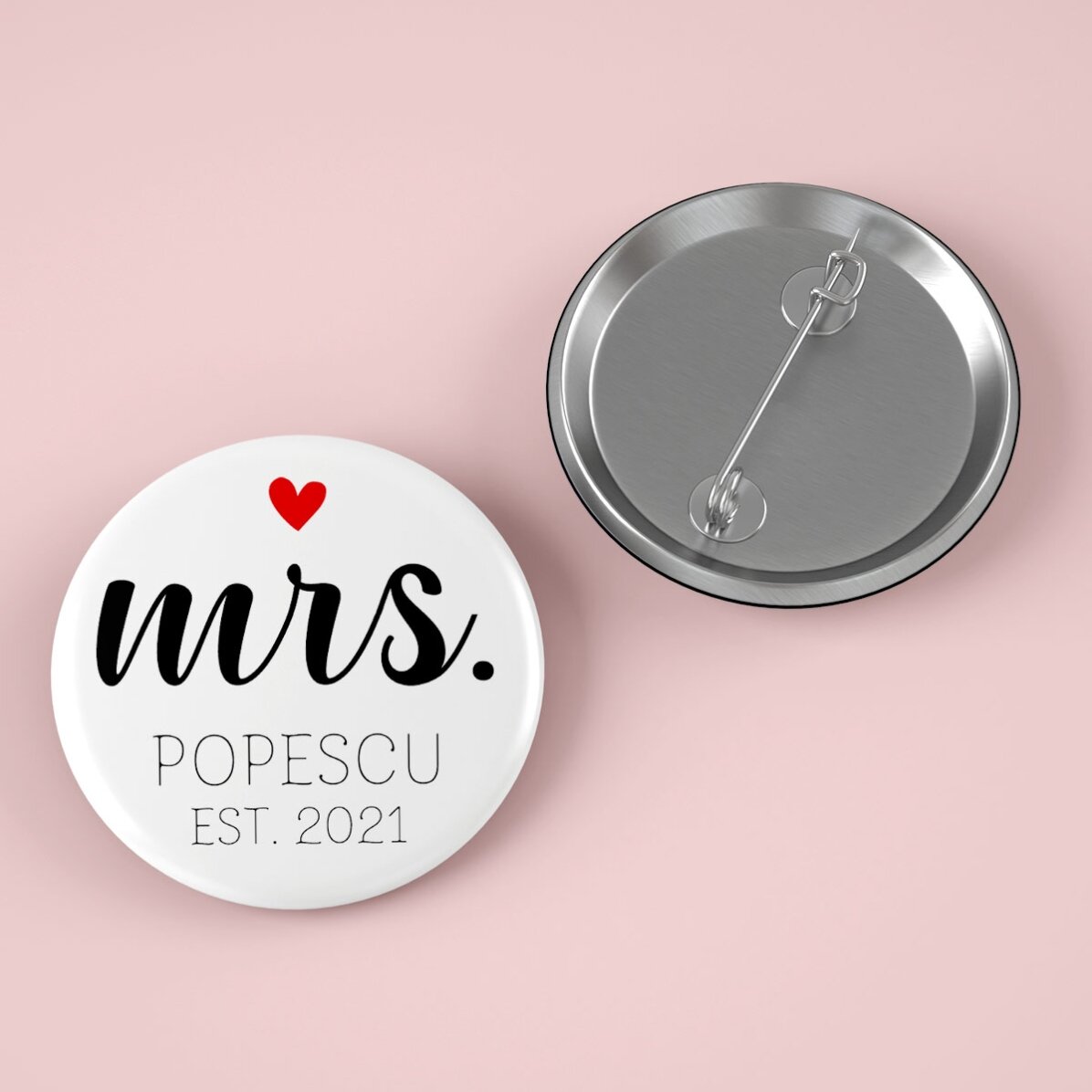 Insignă personalizată cu text - Mr & Mrs