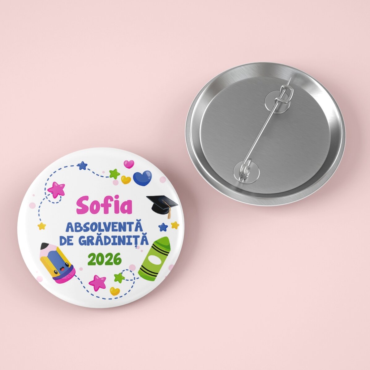 Personalised badge with text for graduation for - Kindergarten graduate
