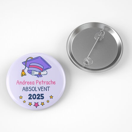 Insignă personalizată cu text pentru absolvire pentru copii