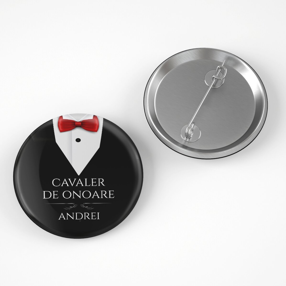 Insignă personalizată cu text pentru cavaleri de onoare