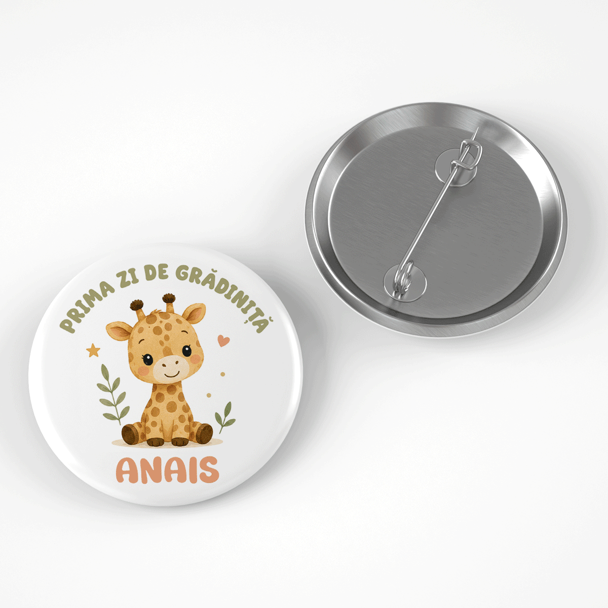 Personalised badge with text for nursery – Little Animals