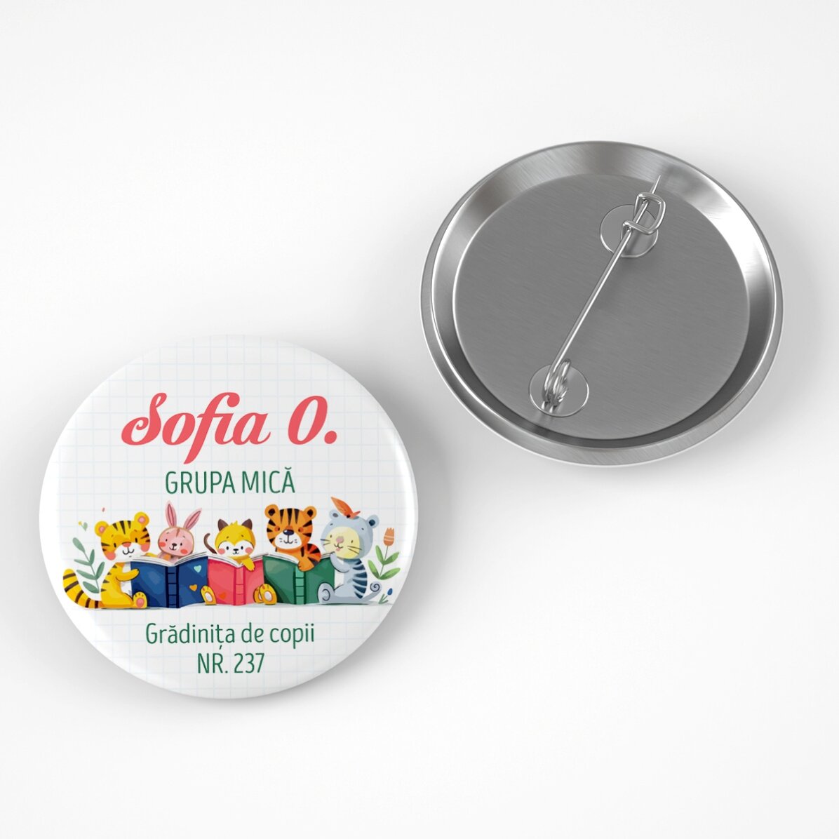 Personalised badge with text for nursery school