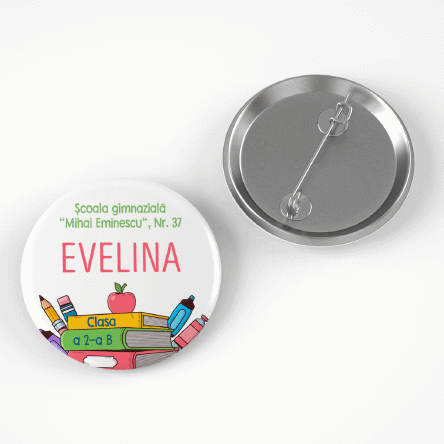Personalised badge with text for school