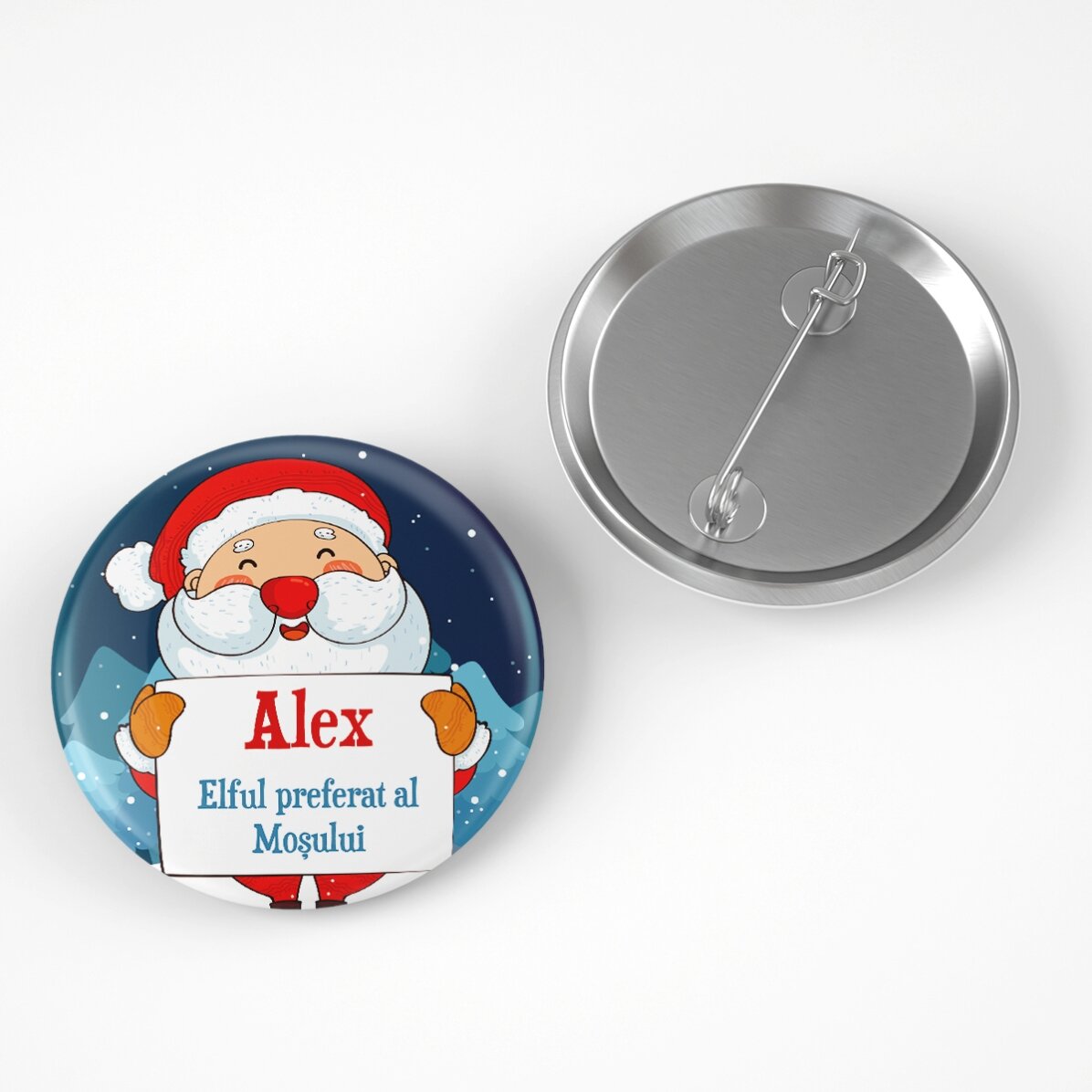 Insignă personalizată cu text - Preferatul moșului