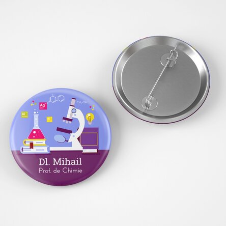 Insignă personalizată cu text - Profesor de Chimie