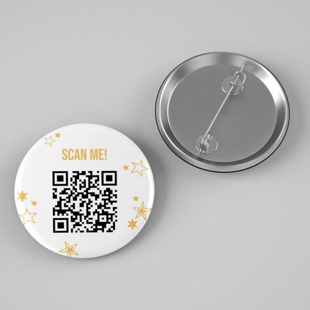 Insignă personalizată cu text și cod QR
