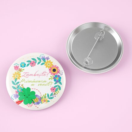 Insignă personalizată cu text - Zâmbește!