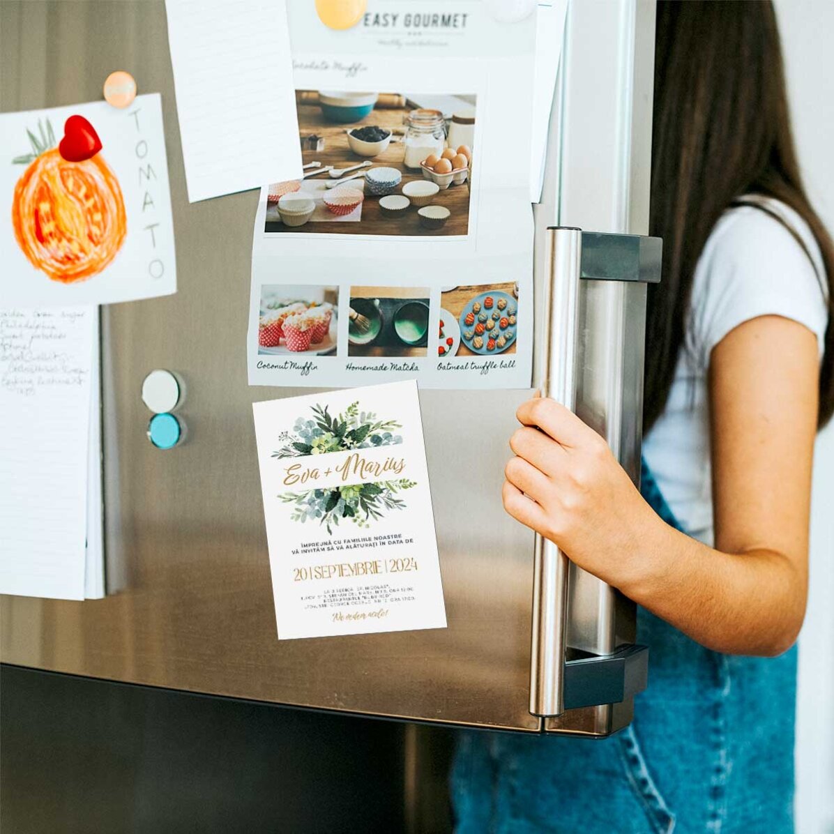 Invitație magnetică personalizată - Green leaves