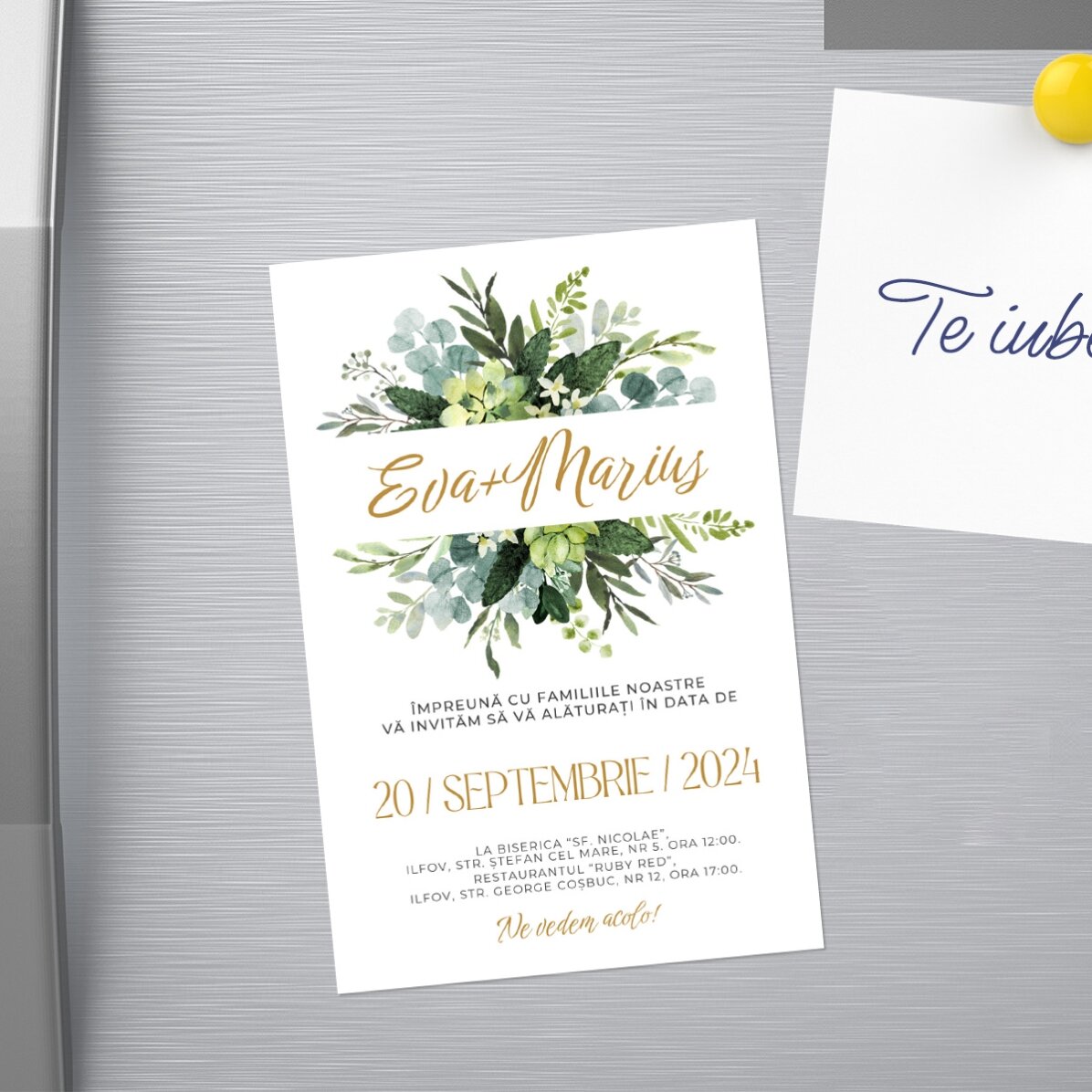 Invitație magnetică personalizată - Green leaves