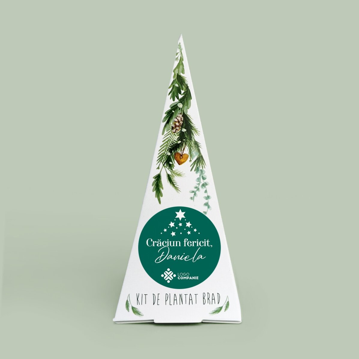 Kit de plantat brad personalizat cu logo și mesaj