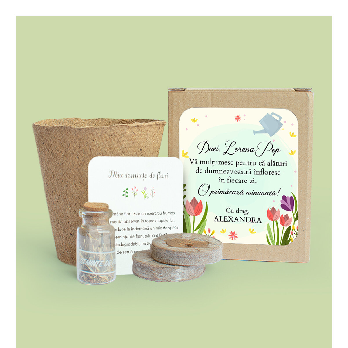 Flower planting kits in a personalised box