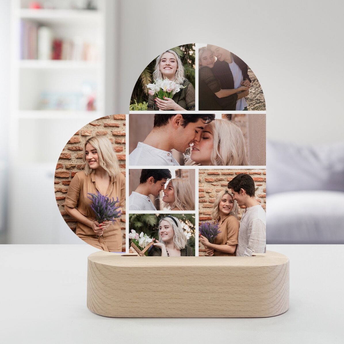 Lampă veghe LED inimă personalizată cu 7 poze