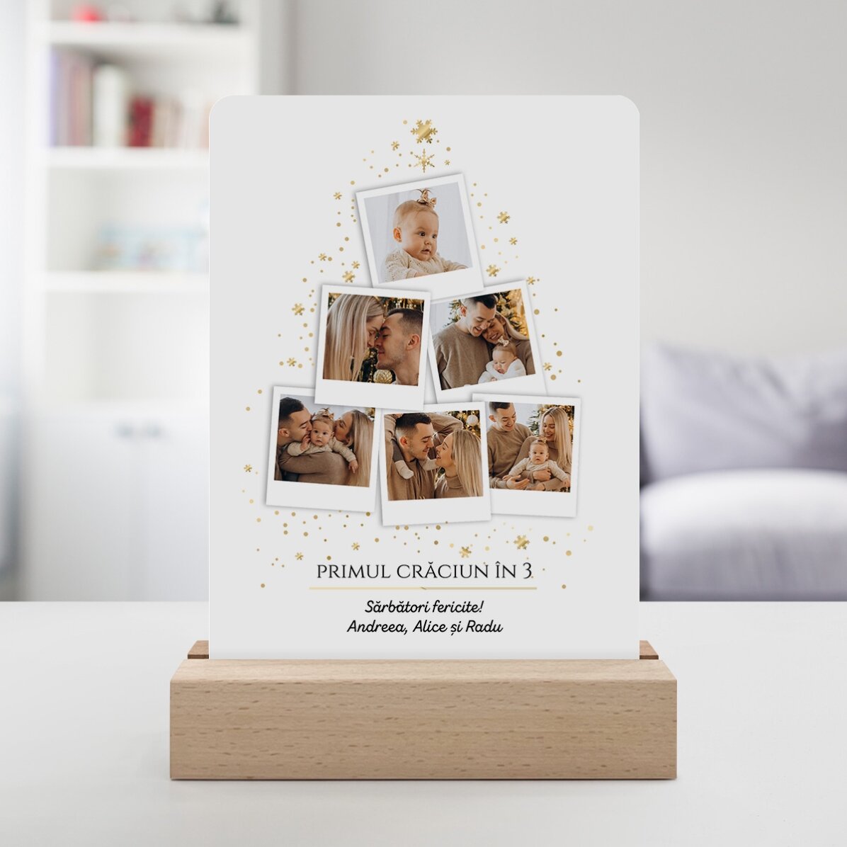 Personalised LED night light with 6 photos and message - Christmas tree
