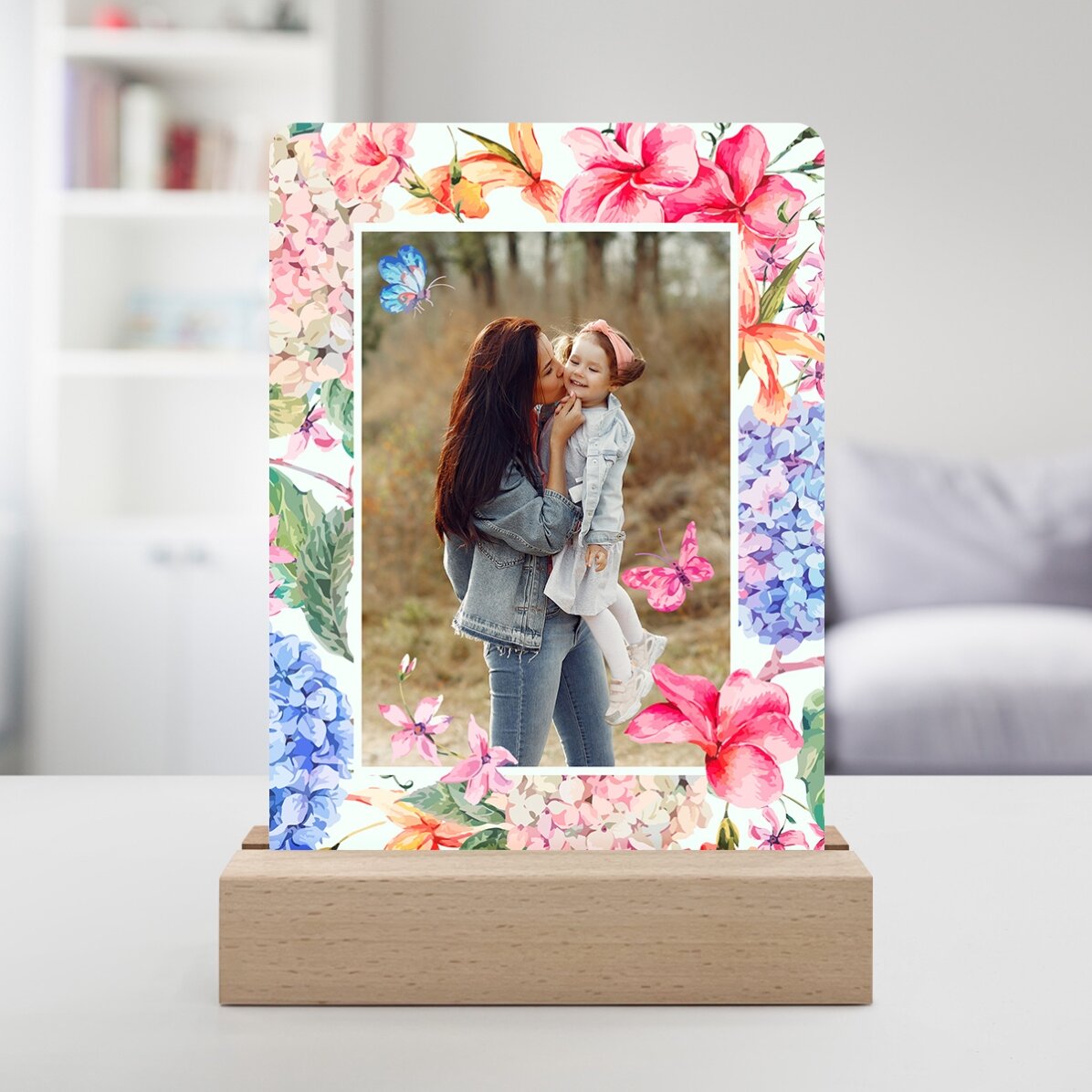 Lampă veghe LED personalizată cu o poză - Spring flowers