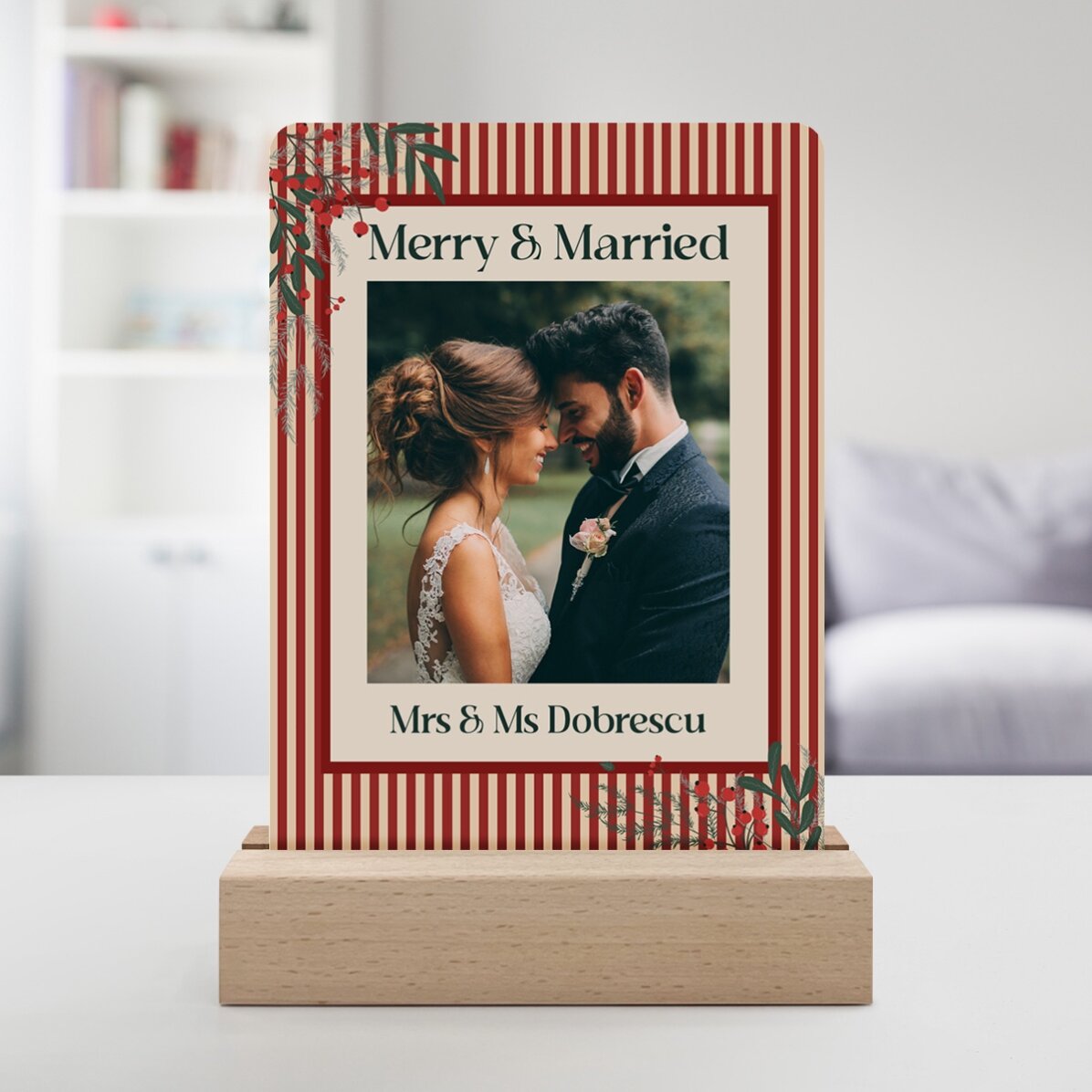 Lampă veghe LED personalizată cu o poză și mesaj - Merry Christmas! 