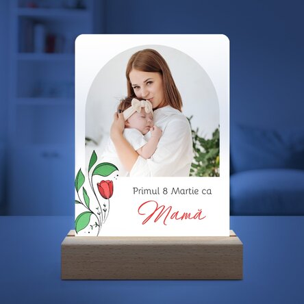 Personalised LED night light with a photo and text - A cherished memory