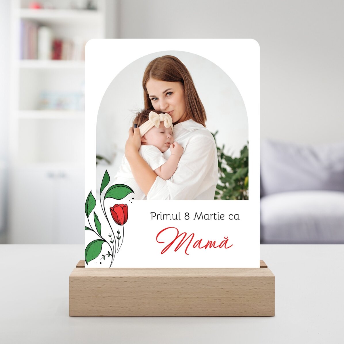 Personalised LED night light with a photo and text - A cherished memory