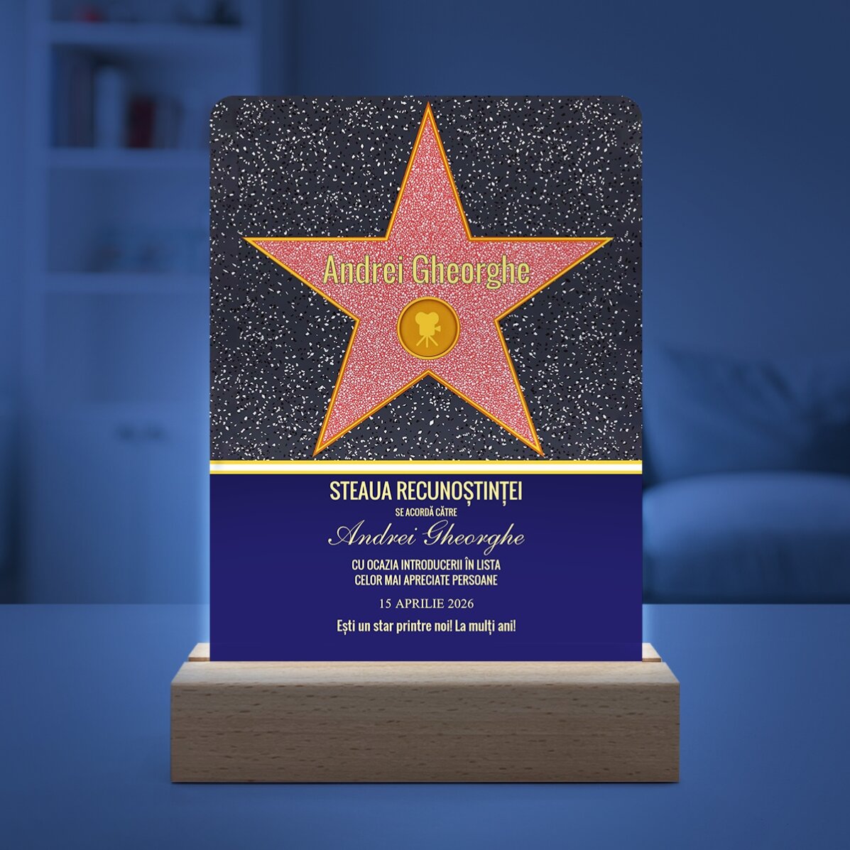 Personalised LED night light with message – Star of Gratitude