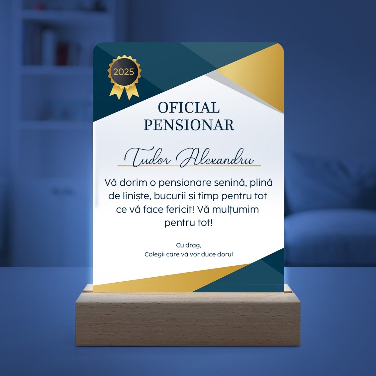 Lampă veghe LED personalizată cu text - Oficial Pensionat