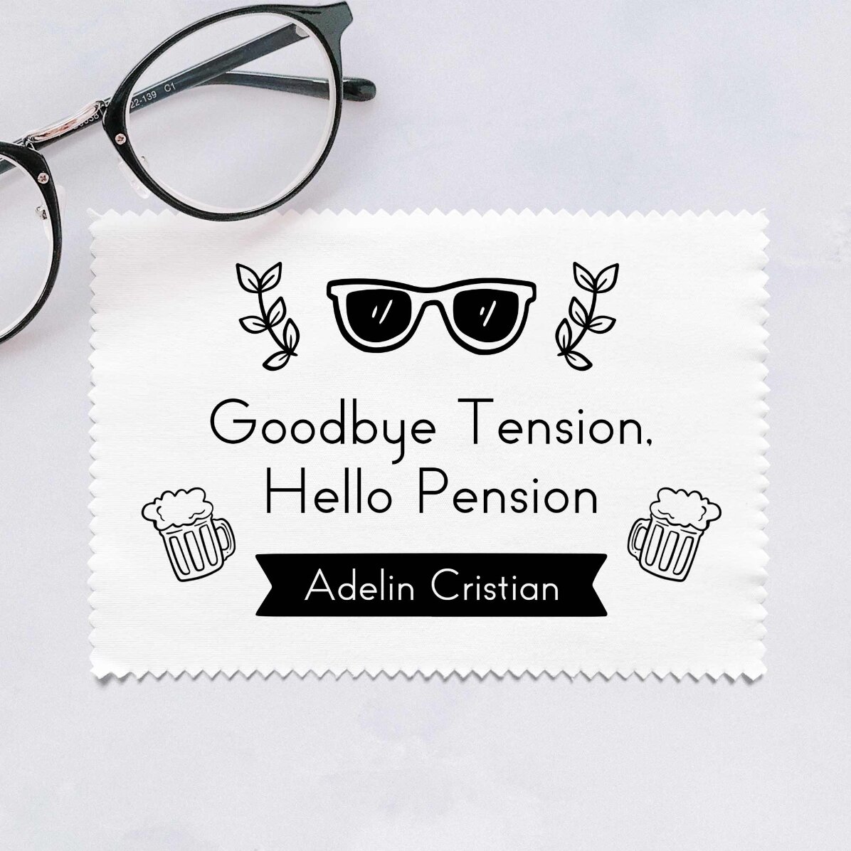 Lavetă personalizată pentru curățare ecrane/ochelari - Pensionar