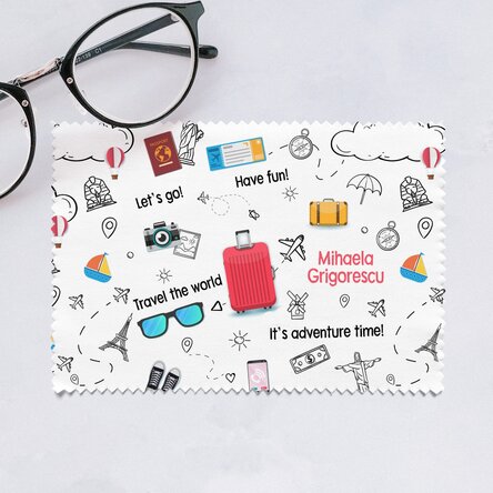 Lavetă personalizată pentru curățare ecrane/ochelari - Travel