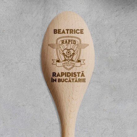 Lingură de lemn FC Rapid personalizată - Rapidistă în bucătărie