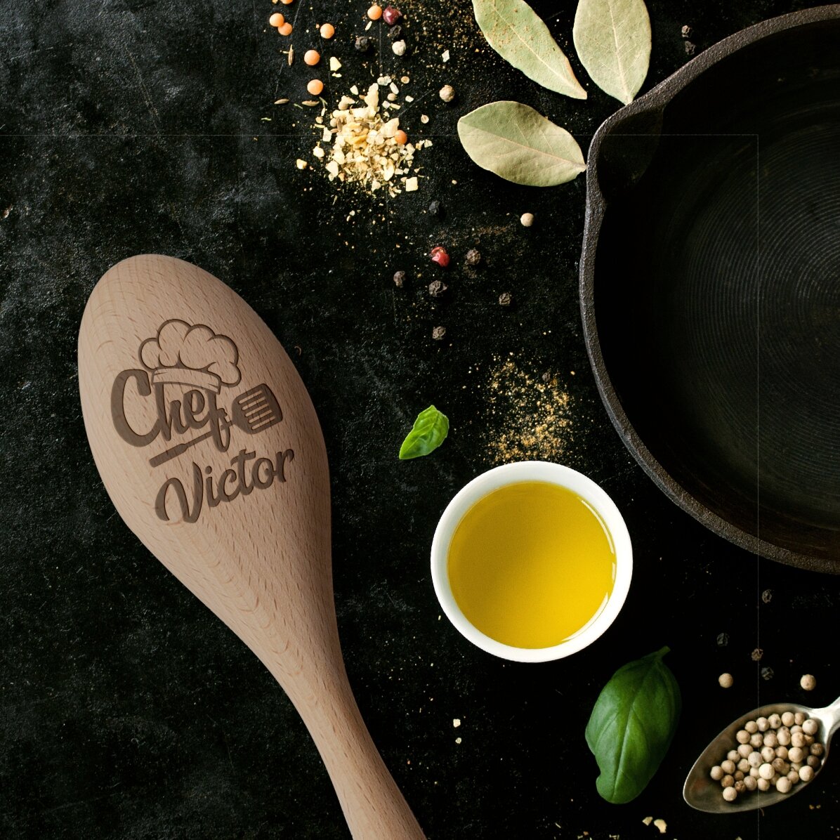 Lingură de lemn personalizată - Bucătar