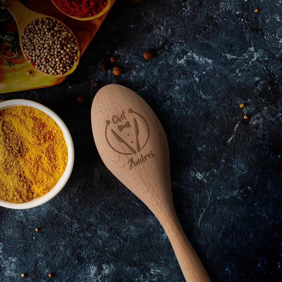 Lingură de lemn personalizată - Chef bucatar