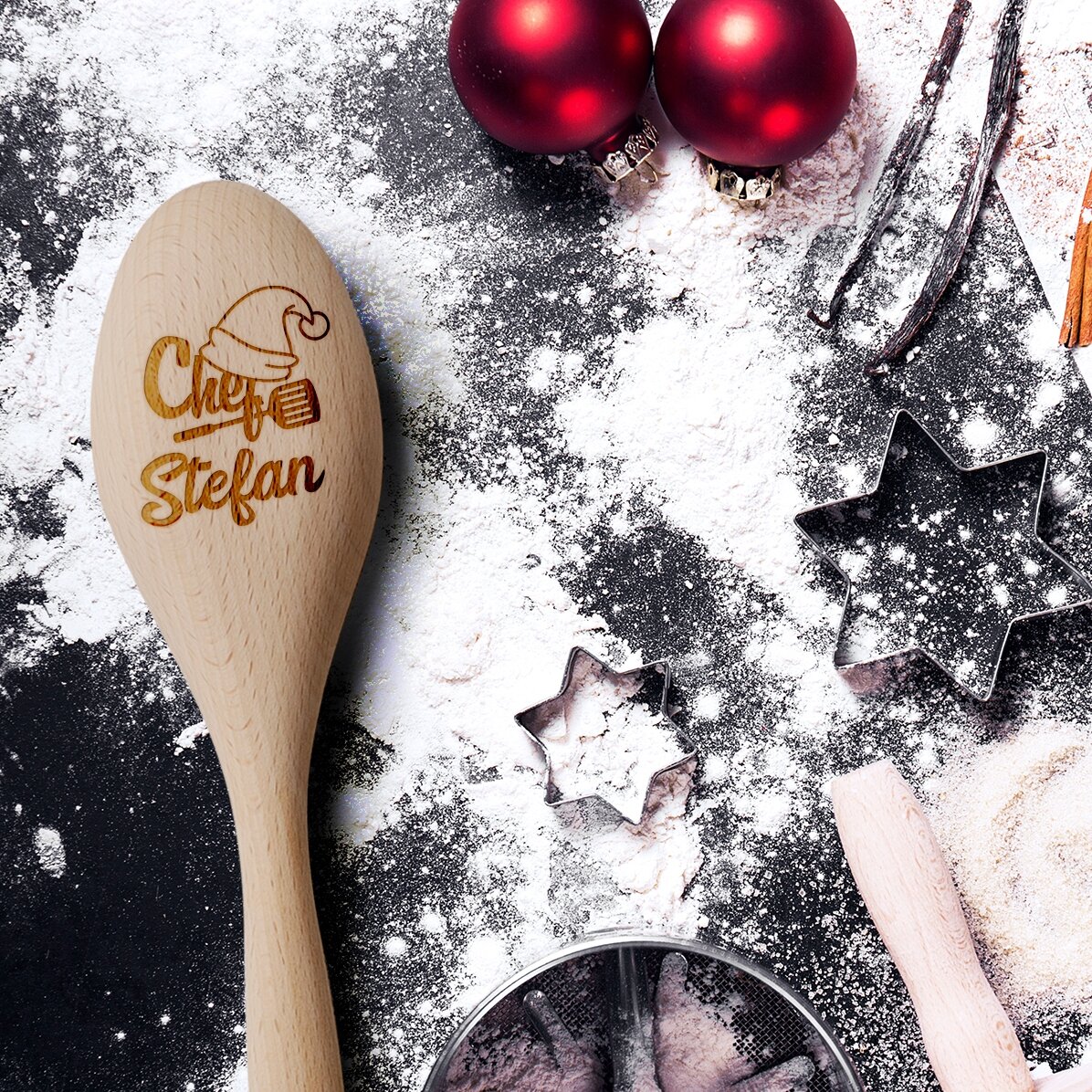 Lingură de lemn personalizată - Christmas chef