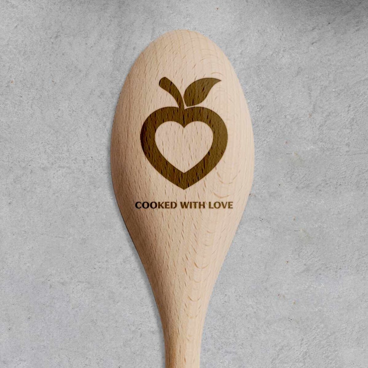 Lingură de lemn personalizată - Cooked with love