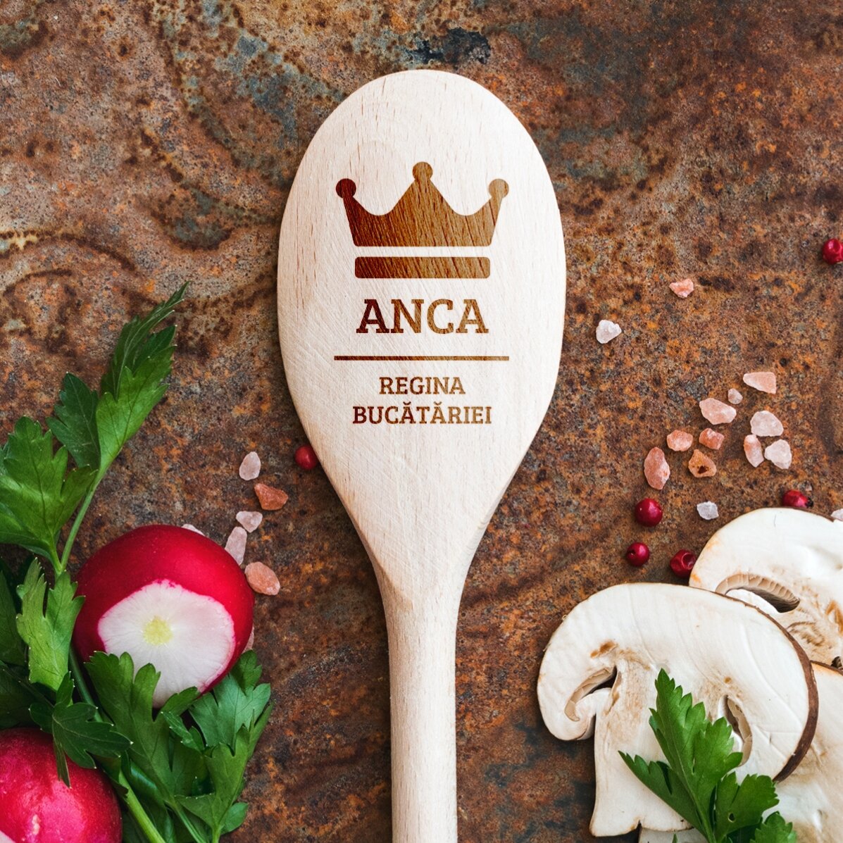 Lingură de lemn personalizată - Coroană