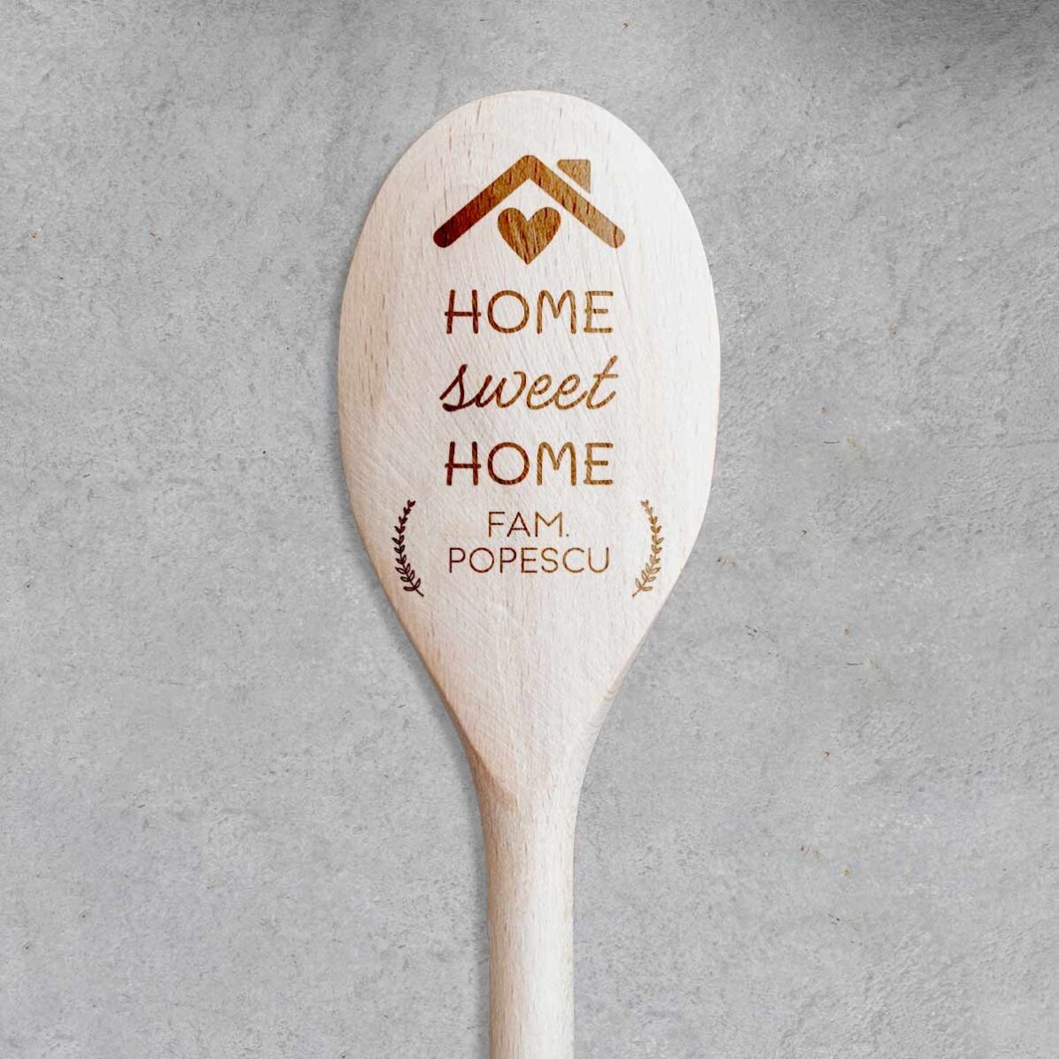 Lingură de lemn personalizată cu text -  Home