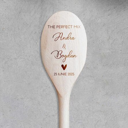 Lingură de lemn personalizată cu text -  The Perfect Mix