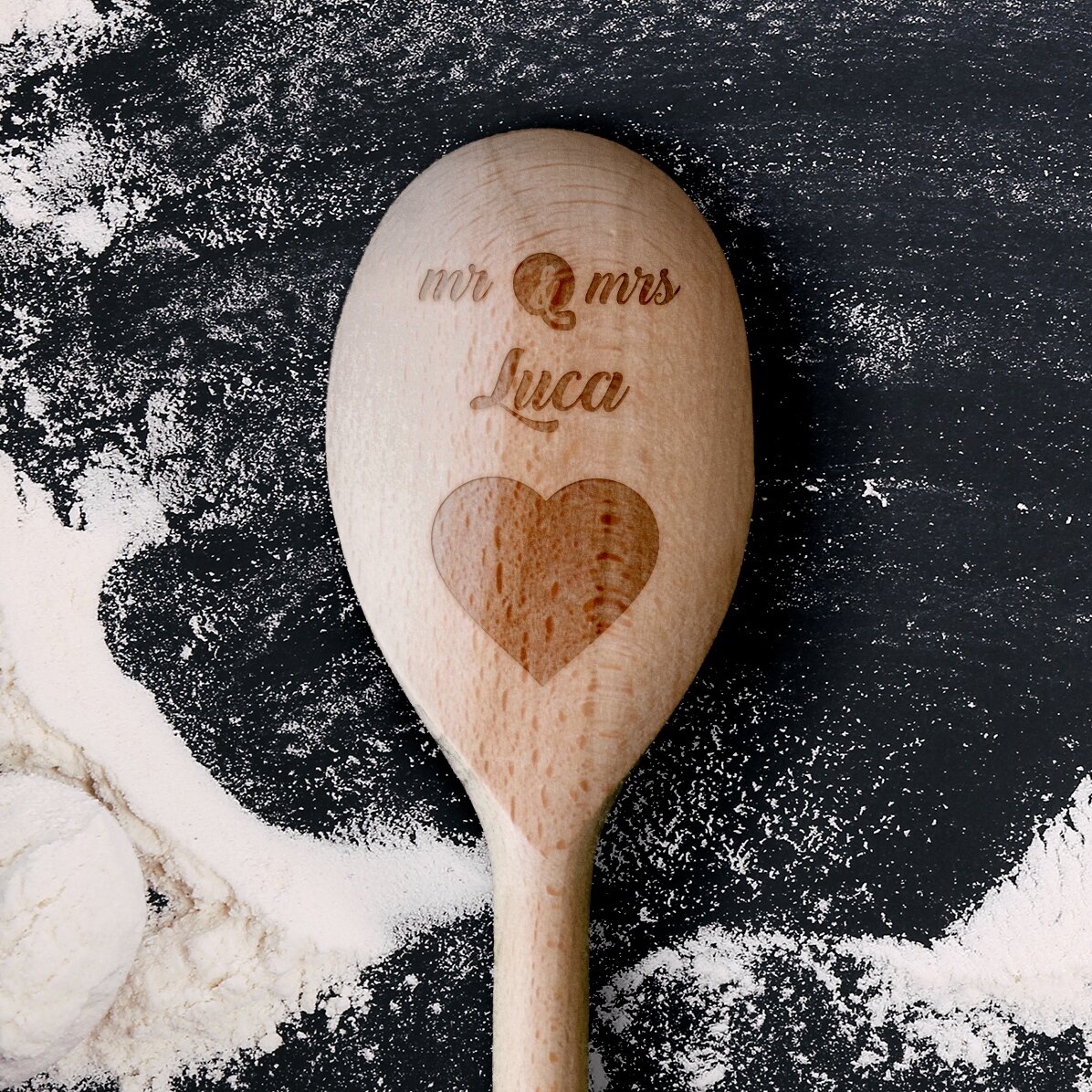 Lingură de lemn personalizată - Mr & Mrs