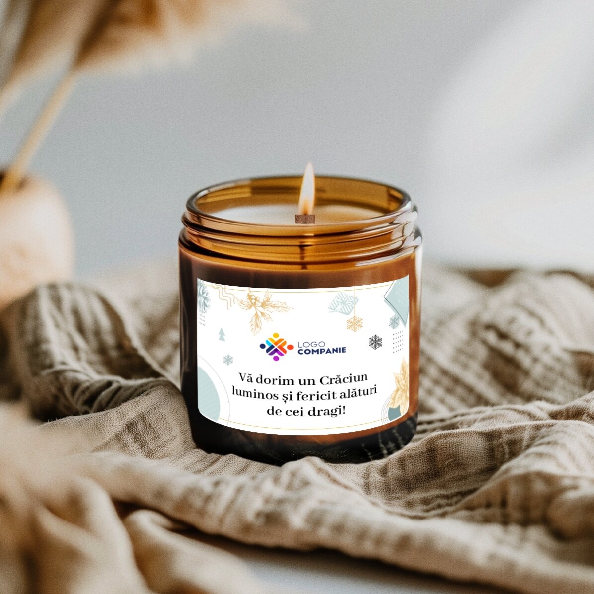 Small scented candle personalised with logo and text - Minimalist