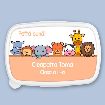 Lunch box, caserolă personalizat cu text - Animals