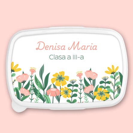 Lunch box, caserolă personalizat cu text - Flori