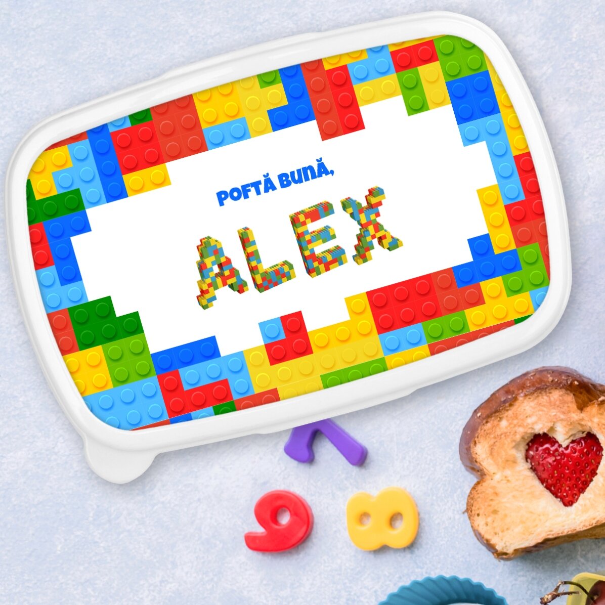 Lunch box, caserolă personalizat cu nume - Lego