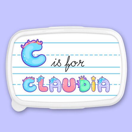 Lunch box, caserolă personalizat cu nume - Model unicorn
