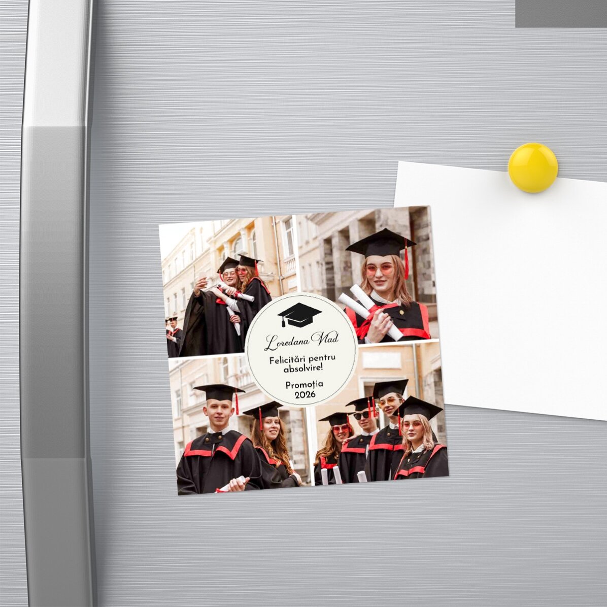 10x10 cm magnet personalised with 4 photos and text - Graduation