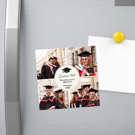 10x10 cm magnet personalised with 4 photos and text - Graduation