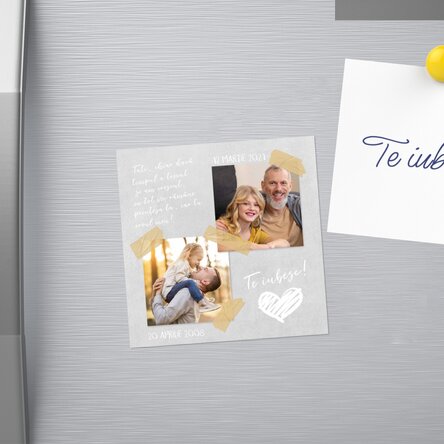 Magnet 10x10 personalizat cu 2 poze și text - Time