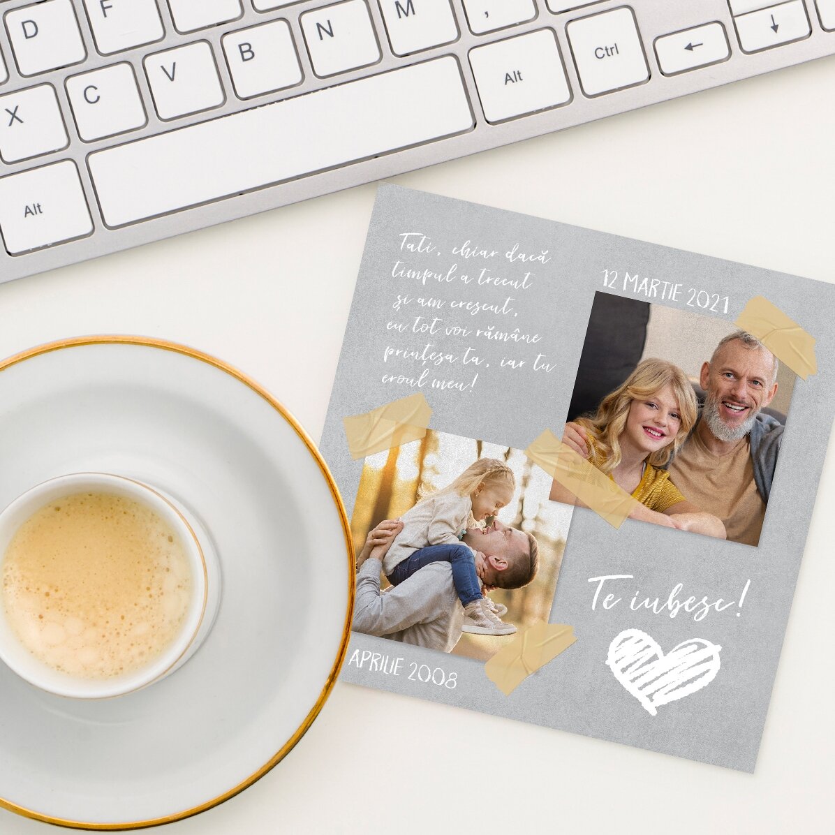 Magnet 10x10 personalizat cu 2 poze și text - Time