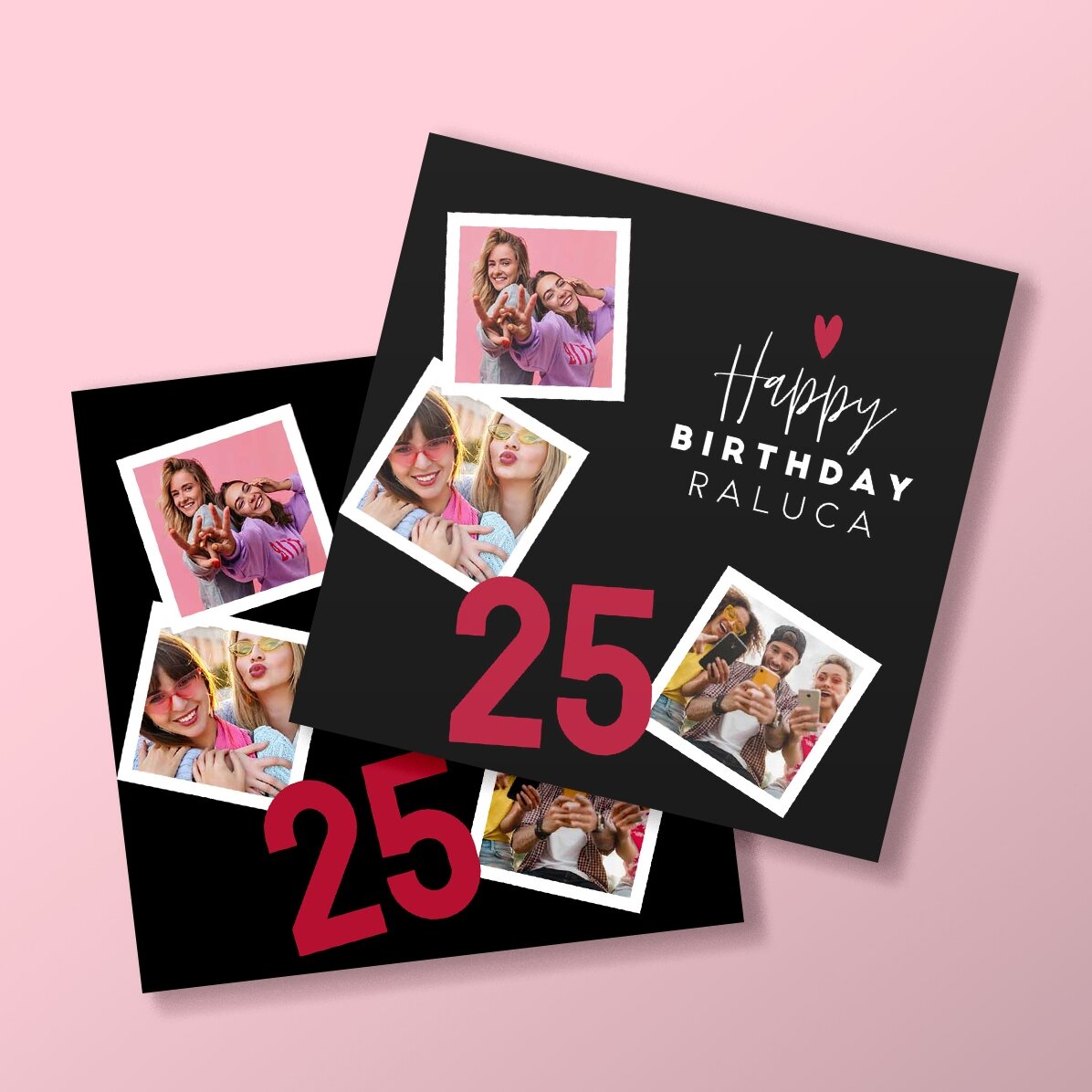 Magnet 10x10 personalizat cu 3 poze și text - La mulți ani!