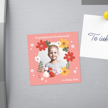 Personalised 10x10 magnet with a photo and message - 1 March